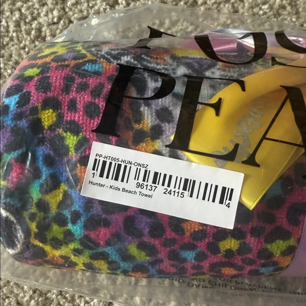 NWT: Posh Peanut Multicolor Rainbow Lisa Frank Hunter Leopard Print Beach Towel